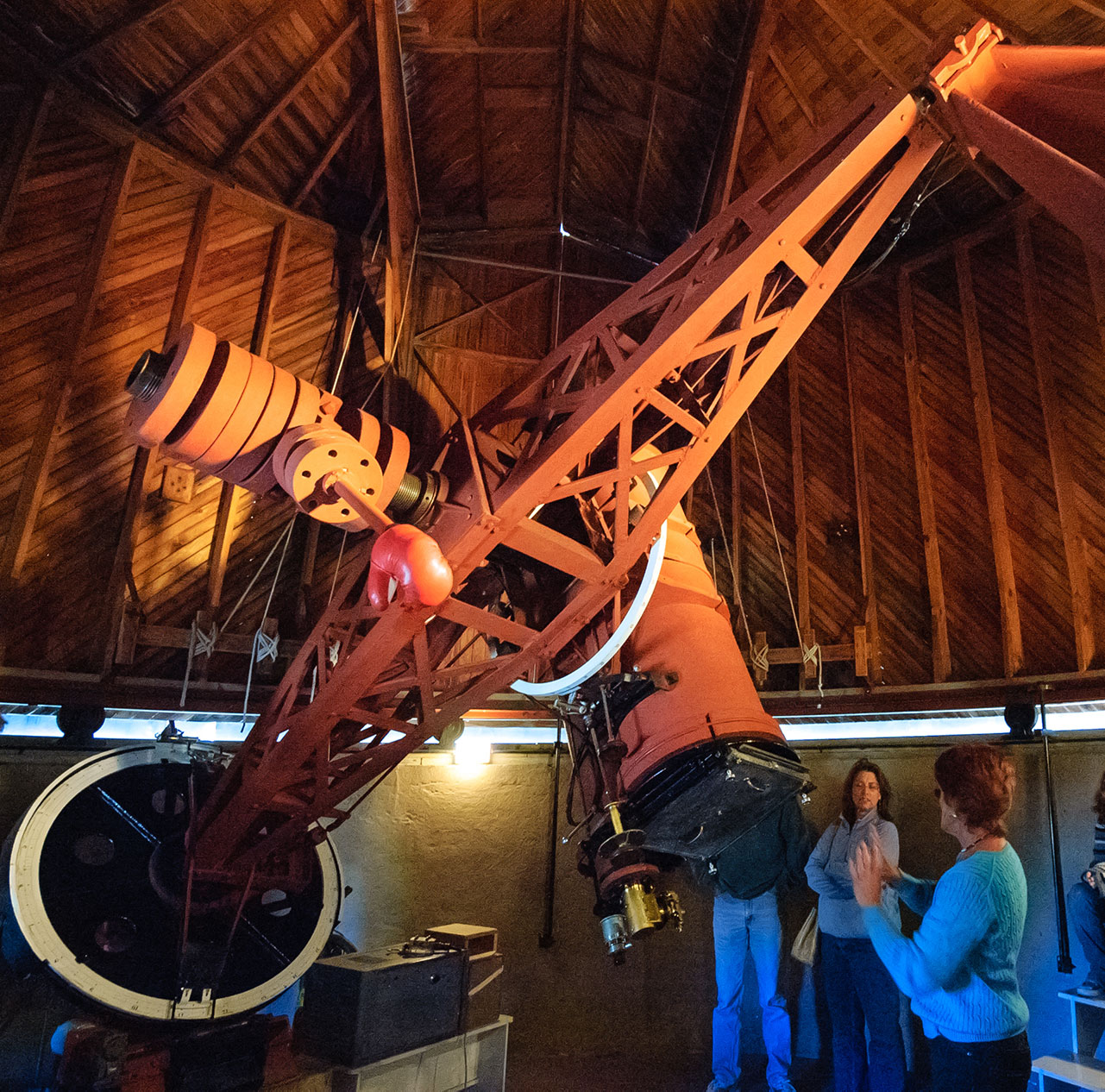 Tour guide inside the Lowell Observatory.