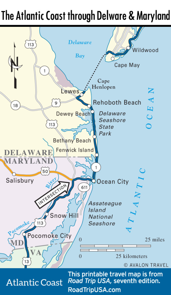 Map of the Atlantic Coast through Delaware & Maryland.