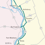 Map of the Great River Road through Northern Illinois, Iowa, and Missouri.