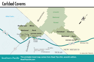 Map of Southern Pacific through Carlsbad Caverns.