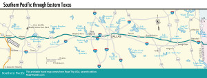 Map of Southern Pacific through Eastern Texas.