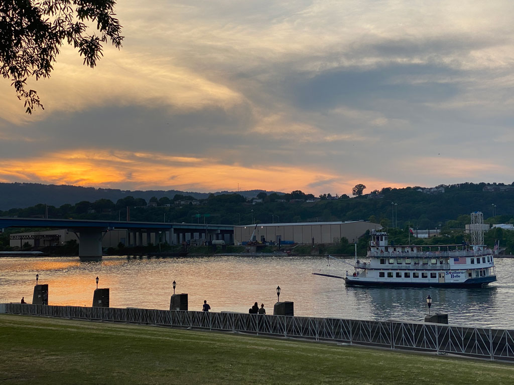 boat on the water at sunset