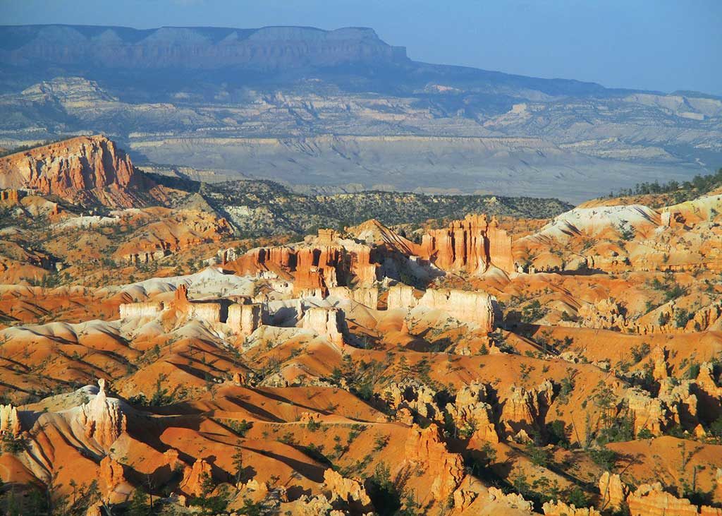 striated rocky landscape full of hoodoos in Bryce Canyon National Park